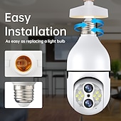 cheap Indoor IP Network Cameras-Upgraded Dual Lens 10XHybrid Zoom Light Bulb Security Camera WIFI 360 Auto Tracking Security Camera Color Night Vision Siren&amp; Light Alarm PTZ IP Camera For Home Security