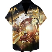 economico Camicie stampate da uomo-Per uomo Carte francesi Camicia Camicia con bottoni Manica corta Di tendenza Originale Informale Informale Giornaliero Spiaggia Primavera estate Collo ripiegabile 3D Bottone giù Nero Giallo Rosso