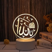 رخيصةأون أضواء زينة رمضان-عيد مبارك ثلاثية الأبعاد زينة ضوء الليل أكريليك led إسلامي مسلم رمضان مهرجان لوازم للديكور المنزل مصباح ليلي ديكور غرفة نوم