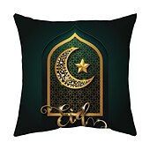 cheap Holiday Cushion Cover-Ramadan Kareem Throw Pillow Cover Eid Mubarak 1PC Soft Decorative Square Cushion Case Pillowcase for Bedroom Livingroom Sofa Couch Chair Machine Washable