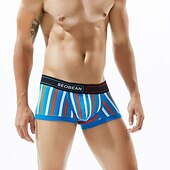 economico Boxer da uomo-Per uomo 1 PC Boxer Slip Stampa Elastene Misto cotone / sintetico Lavabile Comodo Banda A vita bassa Giallo Azzurro cielo
