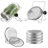cheap Garden &amp; Urban Farming-Seed Sprouting Jar Kit,Mouth Sprouting Jars with 1 Screen Lids Stands and Trays, Seed Germination Kit for Growing Broccoli, Alfalfa, and Bean Sprouts