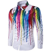 economico Geometrica-Per uomo 3D Print Geometrica Camicia Camicia con bottoni Manica lunga Vintage Originale Retrò Esterno Informale Per eventi Autunno inverno Collo ripiegabile Stampa Bottone giù Nero Bianco Verde