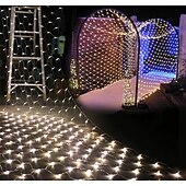 billiga Solsträngljus-solnät ljus mesh fairy string light 6x4 880led ip65 vattentät krans med 8 lägen timer fjärrkontroll för trädgård år gräsmatta semesterdekor färgglad belysning