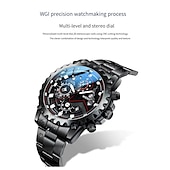 baratos Relógios Quartz-Relógio de Quartzo WEIGUAN para Homens Relógio de Pulso Masculino Cronógrafo Analógico Estiloso Com Calendário Noctilucente Liga de Aço Inoxidável Presente Elegante para Homens