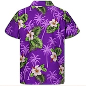 economico Stampa Floreale-Per uomo Floreale Pop art Fiori tropicali Camicia Camicia estiva Maglietta informale Manica corta Camicia Collo ripiegabile Di tendenza Streetwear Essenziale Informale Giornaliero Hawaiano Rosa Rosso