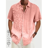 billiga Tropiska växter-Herr Lutning Löv Tropiska växter Skjorta Hawaii skjorta Aloha skjorta Kort ärm Skjorta Nedvikt Tropisk Mode Streetwear Dagligen Hawaiisk Helgdag Rodnande Rosa Blå Purpur S M L