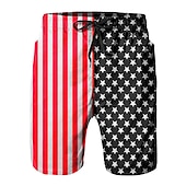 お買い得  独立記念日ボトムス-男性用 グラフィック 国旗 スイミングトランクス ボードショーツ スイムショーツ ミディアムウエスト ハワイアン ボヘミアン カジュアル 日常 祝日 ドローストリング メッシュ裏地付き 弾性ウエスト デザイナー 衣類