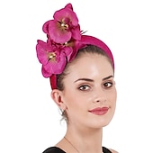cheap Fascinators-Fascinators Polyester Fall Wedding Kentucky Derby Cocktail Royal Astcot Lady British With Floral Headpiece Headwear