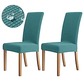 baratos Capa para Cadeira de Jantar-2 peças capa para cadeira de jantar cor de vinho, capa elástica repelente de água para assento de cadeira, elastano com protetor de fundo elástico para sala de jantar, cerimônia de casamento,