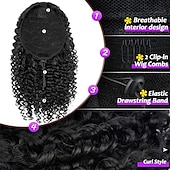 abordables Queue-de-cheval-court crépus bouclés queue de cheval extension pour les femmes noires 10 pouces naturel cordon noir queue de cheval bouclée avec deux clips synthétique afro cordon queue de cheval pour les femmes