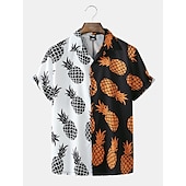 abordables Chemise de Bowling pour Hommes-Homme cocktail Filles hula Chemise Chemise de quilles Chemise boutonnée Manche Courte Rétro Vintage Tropique Mode Casual Plage Eté Printemps Col rabattu Imprimer Bouton bas Blanche Jaune Vert Claire