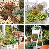 economico Piante e Fiori Artificiali-Confezione da 2 / confezione da 8 fiori artificiali fiori di plastica finti resistenti ai raggi UV all&#039;aperto rose non sbiadiscono piante di plastica finta per la decorazione del giardino di casa di