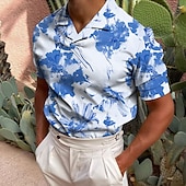 billiga Hawaii-polo för män-Herr Blommig Pikétröjor Golftröja Kortärmad Skjorta Nedvikt Ledigt Dagligen 3D-tryck Vit Gul Rubinrött Blå Grön 3D-utskrift Mönster Kläder Mode Designer Ledigt Andningsfunktion