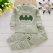 billiga Pyjamas-Barn Pojkar 2 delar T-shirt och byxa Långärmad Uggla A01 A02 Djur Tecknat Crewneck Sommar Vår Grundläggande Hem 3-7 år