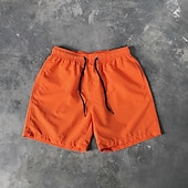 お買い得  男性用水泳パンツ-男性用 ショーツ ビーチショーツ 弾性巾着デザイン 平織り 履き心地よい 高通気性 膝丈 カジュアル 日常 ビーチ ファッション ストリートファッション ブラック ホワイト マイクロエラスティック