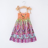 preiswerte Casual Kleider-kinderkleidung Mädchen Kleid Blumen Tier Karikatur Ärmellos Casual Aktiv Täglich Baumwolle Knielang Blumenkleid Sommerkleid Sommer Frühling 4 Jahre + 8601 Regenbogenstange 8602 orange 8602 lila