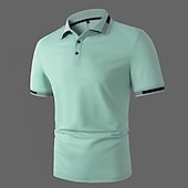 preiswerte Klassisches Poloshirt für Herren-Herren Poloshirt Golfhemd Strasse Casual Klassisch Kurzarm Modisch Basic Farbblock Taste Sommer Regular Fit Grasgrün Hellhimmelblau Schwarz Weiß Rosa Perlenrosa Poloshirt