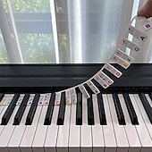 cheap Musical Instruments-Piano Notes Guide For Beginner Removable Piano Keyboard Note Labels For Learning 88-Key Full Size Made Of Silicone No Need Stickers Reusable For Kids Student