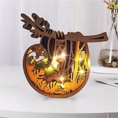 Недорогие Декоративные огни-Деревянные украшения в виде животных, светодиодный светильник, 3d полая резьба, домашний декор, фигурки, ремесла, офисный стол, украшения для спальни, аксессуары