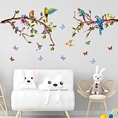 economico Adesivi murali decorativi-rami fiori uccelli farfalle adesivi murali trasferibili decorazioni per la casa decalcomanie da muro camera da letto soggiorno studio 3pz