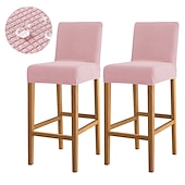 economico Fodera per sedia da pranzo-2 pezzi coprisgabelli da bar idrorepellenti, coprisgabelli da bar elasticizzati bordeaux, coprisgabelli da bar per bar, per patio, bar all&#039;aperto, per matrimonio, con fondo elastico