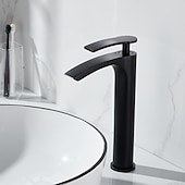 cheap Bathroom Sink Faucets-Bathroom Waterfall Sink Faucet, Basin Mixer Taps Tall Short Brass, Deck Mounted Single Handle One Hole Tap with Hot and Cold Hose Vessel Water Tap Washroom