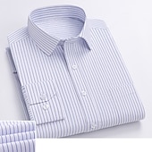 voordelige strijkvrije overhemden voor heren-Voor heren Overhemd Gestreept Bruiloft Toimisto &amp; ura Wit Licht Paars Licht Grijs Donker Grijs Lange mouw Strijkijzer Lente &amp; Herfst Kleding Afdrukken
