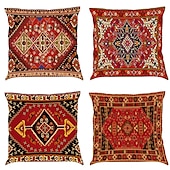 billige boho stil-etnisk dobbel side putetrekk 4 stk mykt dekorativt firkantet putetrekk putetrekk for soverom stue sofa sofa stol maskinvaskbar