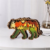 Недорогие Декоративные огни-Деревянные украшения в виде животных, светодиодный светильник, 3d полая резьба, домашний декор, фигурки, ремесла, офисный стол, украшения для спальни, аксессуары