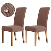 baratos Capa para Cadeira de Jantar-2 peças capa para cadeira de jantar cor de vinho, capa elástica repelente de água para assento de cadeira, elastano com protetor de fundo elástico para sala de jantar, cerimônia de casamento,