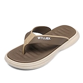 cheap Casual Sandals-Men&#039;s Slippers &amp; Flip-Flops Flat Sandals Flip-Flops Walking Casual Beach Daily EVA Breathable Black Blue Khaki Summer