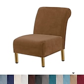 abordables Potah na křeslo a potah na křeslo-Housse de chaise d&#039;appoint sans accoudoirs en velours pour salon, housse de protection de chaise avec fond élastique, lavable en machine