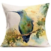 baratos estilo animal-Capa de almofada dupla face pássaro aquarela 4 peças capa de almofada quadrada decorativa macia fronha para quarto sofá sala sofá cadeira