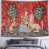 abordables Tapiz Medieval-Tapiz de Dama Medieval Pintura Tapiz de la Edad Media Arte de Pared Gran Tapiz Decoración Murales Fotografía Fondo Manta Cortina Decoración para el Hogar Dormitorio Sala de Estar