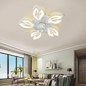 cheap Ceiling Fan Lights-LED Ceiling Fans Dimmable with Remote Contral Flower Design Flush Mount Ceiling Lamp Acrylic Lampshade Chandelier Bedroom Living Room