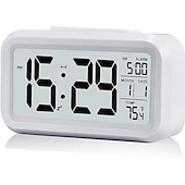 cheap Décor &amp; Night Lights-Smart Night Light Digital Alarm Clock with Date Indoor Temperature Battery Operated Bedside Clock Digital Display for Bedroom Desk Gifts Clock