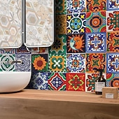 economico Adesivi per piastrelle-24pcs piastrelle stile mandala ticker adesivi murali adesivi per piastrelle a mosaico adesivi murali retrò impermeabili e rimovibili