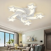 preiswerte Deckenventilator-Leuchten-LED-Deckenventilatoren dimmbar mit Fernbedienung Contral Blumendesign 20 &quot;/ 39&quot; 5/9-Köpfe Unterputz-Deckenleuchte Acryl-Lampenschirm-Kronleuchter Schlafzimmer Wohnzimmer
