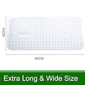 preiswerte Rutschfeste Badewannenmatte-Badematte, rutschfeste Badewannenmatte, antibakterielle Duschmatte, extra lang, 90 x 40 cm, starker Saugnapfgriff, maschinenwaschbar, BPA-frei, ungiftig, phthalatfrei, latexfrei