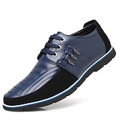preiswerte Sneaker für Herren-Freizeit-Schnürschuhe aus Kunstleder für Herren – stylische blaue und schwarze Low-Top-Sneaker mit rutschfester Sohle für den Alltag und halbformelle Anlässe