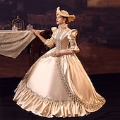 halpa Mekot-Goottityyli Viktoriaaninen Vintage-kokoelma Mekot Coctail-asu Tanssiaispuku Prinsessa Shakespeare Morsius Yhtenäinen väri Tanssiaismekko Stand-kaula-aukko Naamiaispuku Naisten Kuninkaallinen