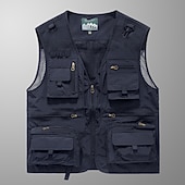 Men's Outdoor Vest Hiking Vest Sleeveless Vest Zipper Pocket Basic Outdoor Fishing Regular Multi-Pockets Comfortable Summer Spring Solid Color Black Army Green Burgundy Blue Puffer Jacket 10