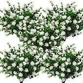 voordelige Kunstbloemen-1 st 7 vork eucalyptus kleine rozen plastic eucalyptus bladeren gesimuleerd watergras
