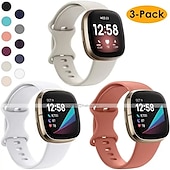 economico Cinturini per orologi Fitbit-3 pezzi Cinturino per orologio  per Fitbit Versa 3 Sense Silicone morbido Sostituzione Cinghia Da donna Da uomo Impermeabile Cinturino sportivo Polsino
