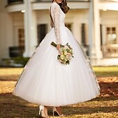 cheap Little White Dresses-Reception Simple Wedding Dresses Wedding Dresses A-Line Sweetheart Strapless Ankle Length Lace Bridal Gowns With Pleats Solid Color dress to impress Fall Wedding 2025