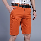 preiswerte Arbeitsshorts-Herren Shorts Kurze Hosen Chino Bermuda Shorts Bermudas Tasche Glatt Komfort Atmungsaktiv Outdoor Täglich Ausgehen Baumwollmischung Modisch Strassenmode Armeegrün Orange