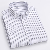 preiswerte Oxford-Hemden für Herren-Herren Oberhemd Gestreiftes Hemd Hemd Oxford Hemd Kariert / Gestreift / Chevron Hochzeit Büro &amp; Karriere Kastanienbraun Hellgelb Hellblau Weiß Langarm Hemdkragen Frühling Sommer Bekleidung Kreuz