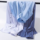 preiswerte Bügelfreie Herrenhemden-Herrenhemd einfarbig einfarbig eckiger Ausschnitt Hochzeit ausgehen langarm schmal Oberteile leicht Einfarbig elegant lässig weiß schwarz grau / Arbeit / Verein Sommerhemden