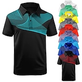 voordelige Men's Golf Polo-Voor heren Gestreept Sport Poloshirts Golfshirt Korte mouw Poloshirt Overhemden met kraag Casual Sportkleding Vakantiekleding Knop 3D-afdrukken Zwart En Rood Zwart / Wit Zwart